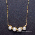 18k Gold Chain Natural Freshwater Real Pearl Necklace